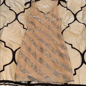 Cream Body Con Sequin Dress